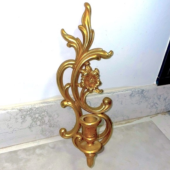 Dart Syroco Pair of 2 Gold Resin Wall Candle Holders Sconces Excellent Condition - Picture 4 of 14